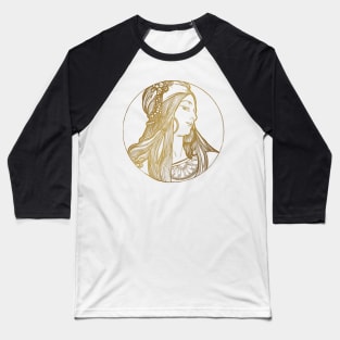 Art nouveau gold silhouette lady 8 Baseball T-Shirt